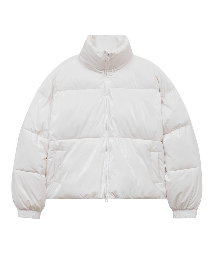 Ironyporno Whiteline 86-Iro339 Essential Glossy High-Neck Short Padded Jacket White