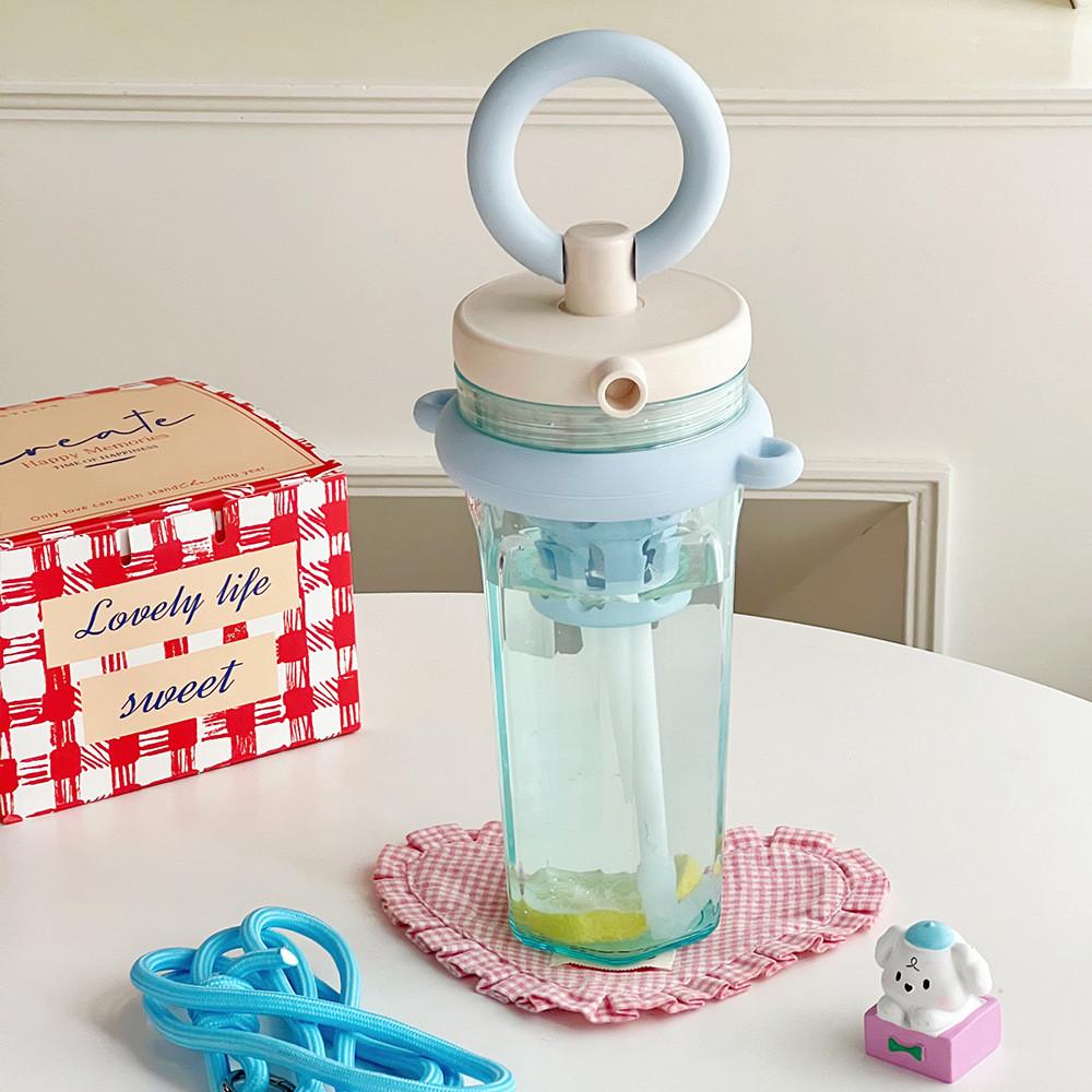 Summer Girls Water Bottle With Straw Portable Ecofriendly Plastic Cup For School And Outdoors
