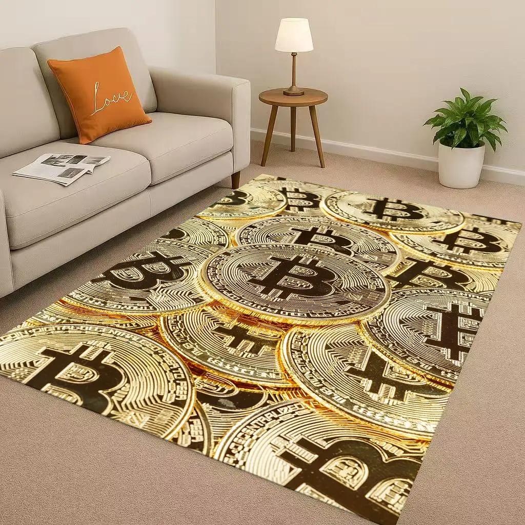 HD Rich BTC Bitcoin Circuit Board Art Cartoon Living Room Non-Slip Area Rug Carpet for Bedroom Playroom Sofa,Home Decor Doormat