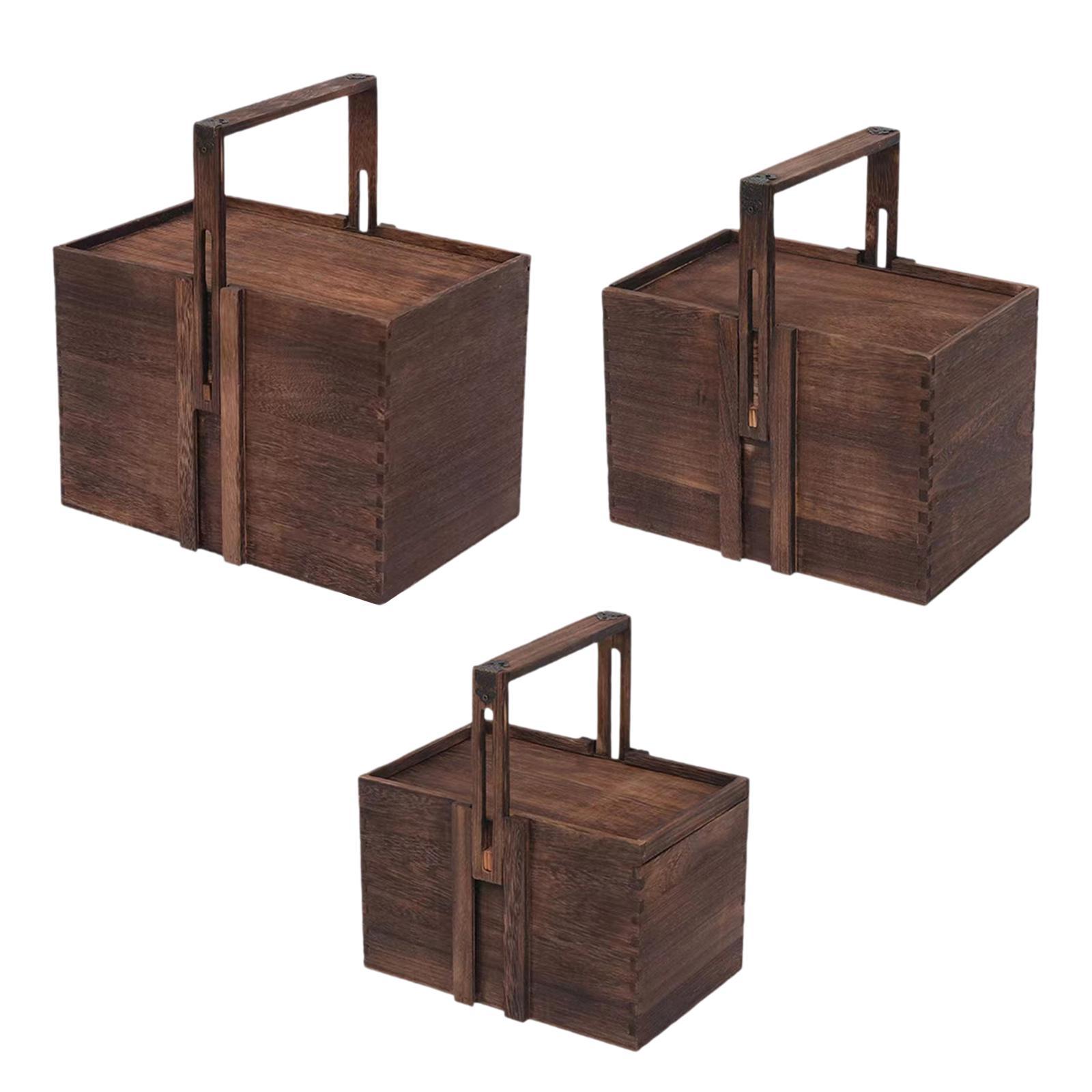 

Wooden Tea Box Mooncake Box Versatile with Sliding Cover Lightweight Vintage Small