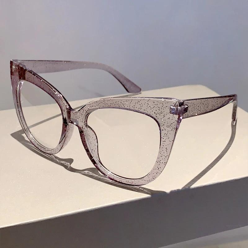 Oversized Cat Eye Women Eyeglasses Stylish Blue Light Blocking Spectacles New Trendy Vintage Candy Color Computer Eyewear