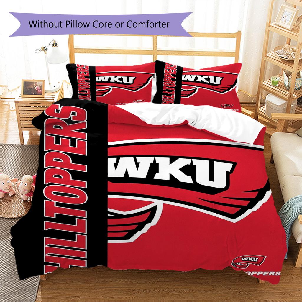 Western Kentucky Hilltoppers Pattern Bedding Set Quilt Cover Pillowcase Home Decor Gift (1 * duvet cover + 2 * pillowcase, without core)
