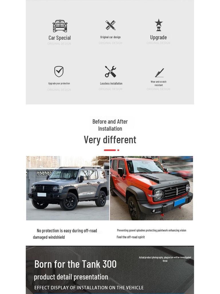 Tank 300 Hood Cover: Front End Protection and Gravel Guard Accessories