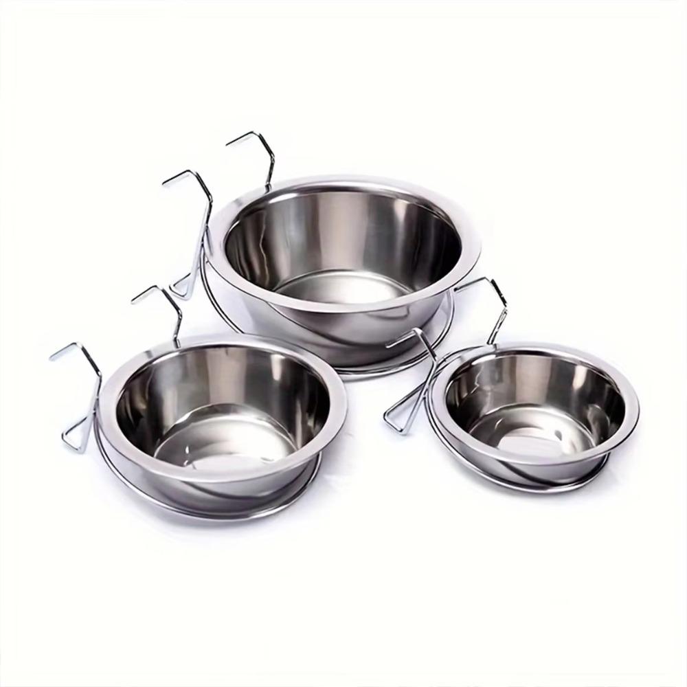 Stainless Steel Hang-on Pet Bowl Big Capacity Hanger Cage Cup Durable Pet Feeding Tool  Cat