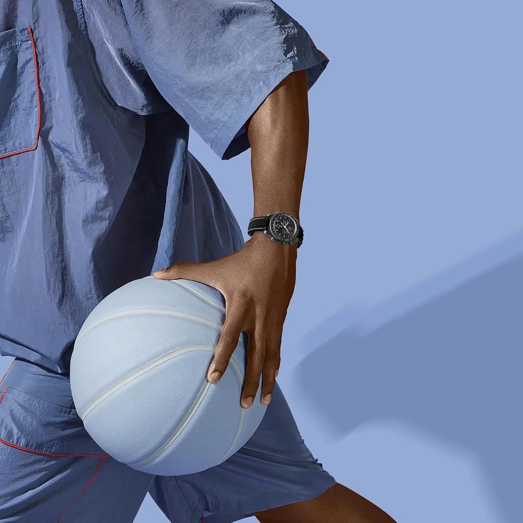 Jumpsunfun 20mm Watch Band for Swatch X OMEGA Speedmaster Silicone Watch Strap with Quick Release Replacement Black and Blue Lines MoonSwatch, Tool,