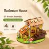 Handmade DIY Wooden 3D Mushroom House Puzzle Model Ornament for Children