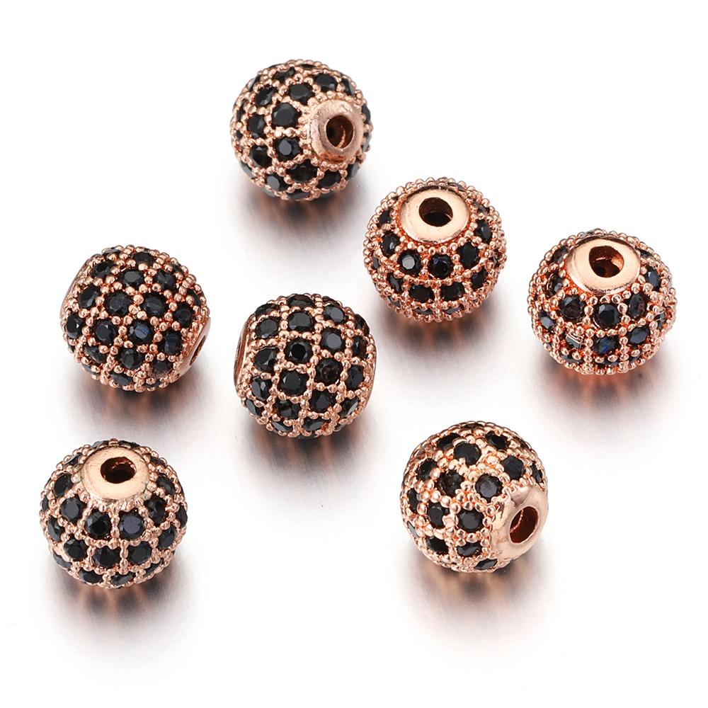 5pcs Brass Cubic Zirconia Round Spacer Loose Beads for Necklace Bracelet Jewelry Making DIY Accessories Wholesale High Quality