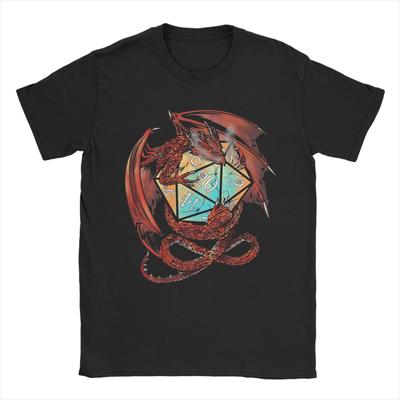 Rotes Dungeon Dragon DnD Würfel T-Shirt Herren Reine Baumwolle Freizeit T-Shirt Rundhals T-Shirt Kurzarm Kleidung Übergröße