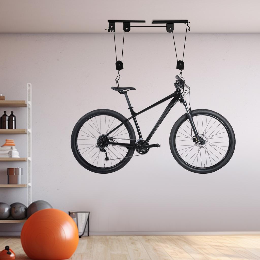 Bicycle Suspension Frame (1 Hanger+2 Multifunctional Hanging Ropes), Mountain Bike Wall Display Rack, Bicycle Storage Elevator
