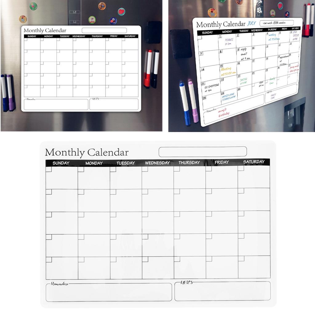 Magnet Dry Erase Fridge Calendar Wall Refrigerator Reusable Whiteboard Monthly Planner PET