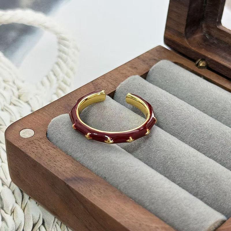 

Vintage Angora Red Enamel Stacked Ring, Women S Opening Adjustable Niche Advanced Sense Stacked, Personalized Index Finger Ring Adjustable opening