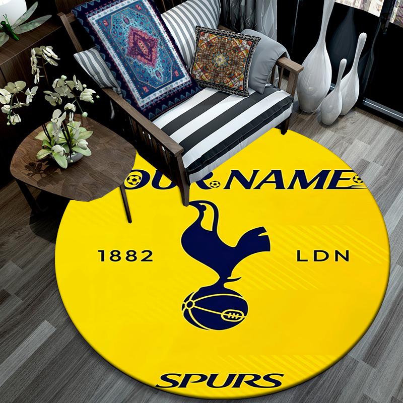 Custom Name,Tottenham Hotspur pattern round rug,Carpet Rug for Living Room Bedroom Playroom ,Non-slip Floor Mat,Holiday Gifts and Birthday Gifts.