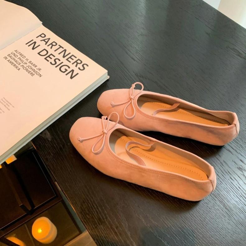 Cowhide Version~ Ballet Versatile Shoes with Light Mouth Flat Bottom Bow Single Shoes Women's Genuine Leather Mary Jane Shoes