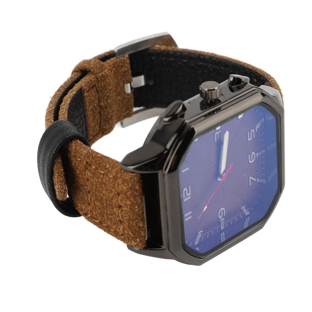 Men Watch Quartz Movement Leather Strap Stylish Retro Wristwatch for Indoor Outdoor Activities Daily Sports