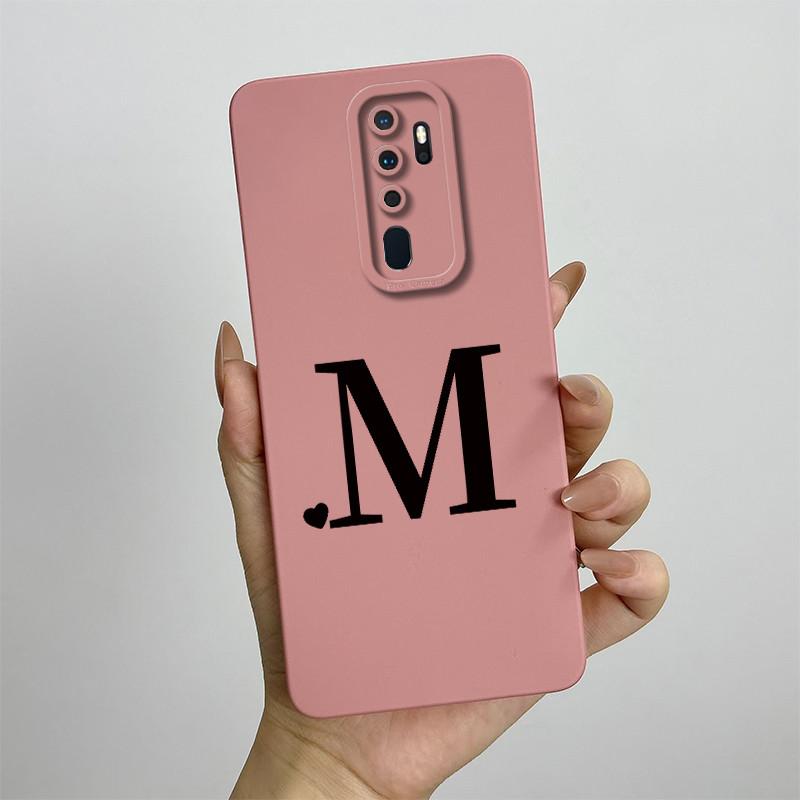 Cute Initial Letters Case For OPPO A5 (2020) Liquid Silicone Smooth Cases For OPPO A9 (2020) A11X Soft Cover OPPO A5 2020 Bag