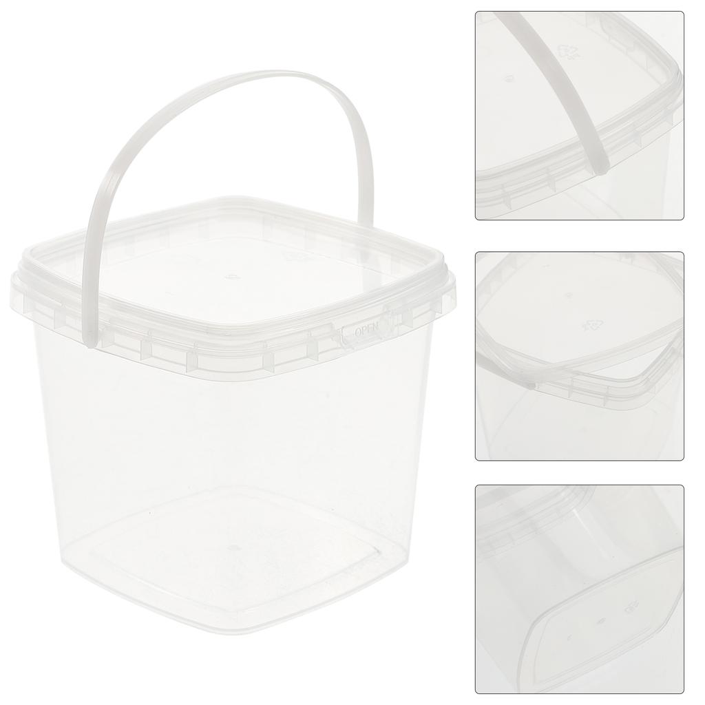 Milk Tea Bucket Food Storage Fruits Snacks Clear Ice Cream with Lid Container Cold Drink Popcorn