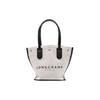Wesentliche 18 Logo-Print Druckknopfverschluss Canvas und Kalbsleder Tragetasche Damen Tragetaschen Beige 10194HSG037