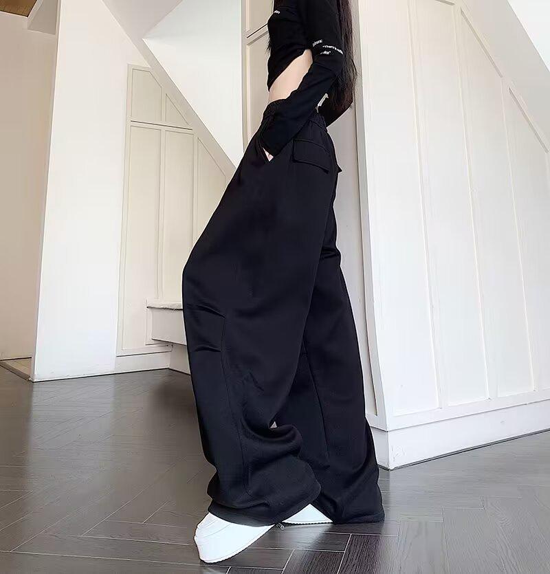 American Gray Hip Hop Wide-Leg Jazz Sweats: Loose, Floor-Length Women's Casual Sports Pants