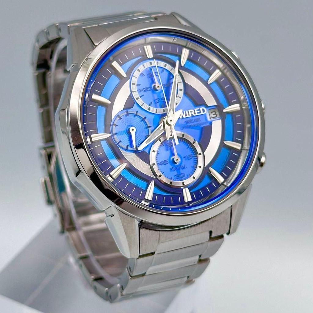 Used [In Very Good Condition] Seiko WIRED Apollo Solar Chronograph Blue Dial