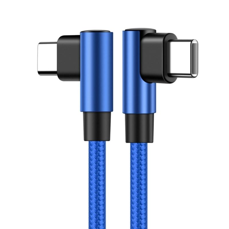 Nylon Braided USB C To USB C PD60W Charging Cable Double 90 Degree Bend Design For Smartphones And Laptops