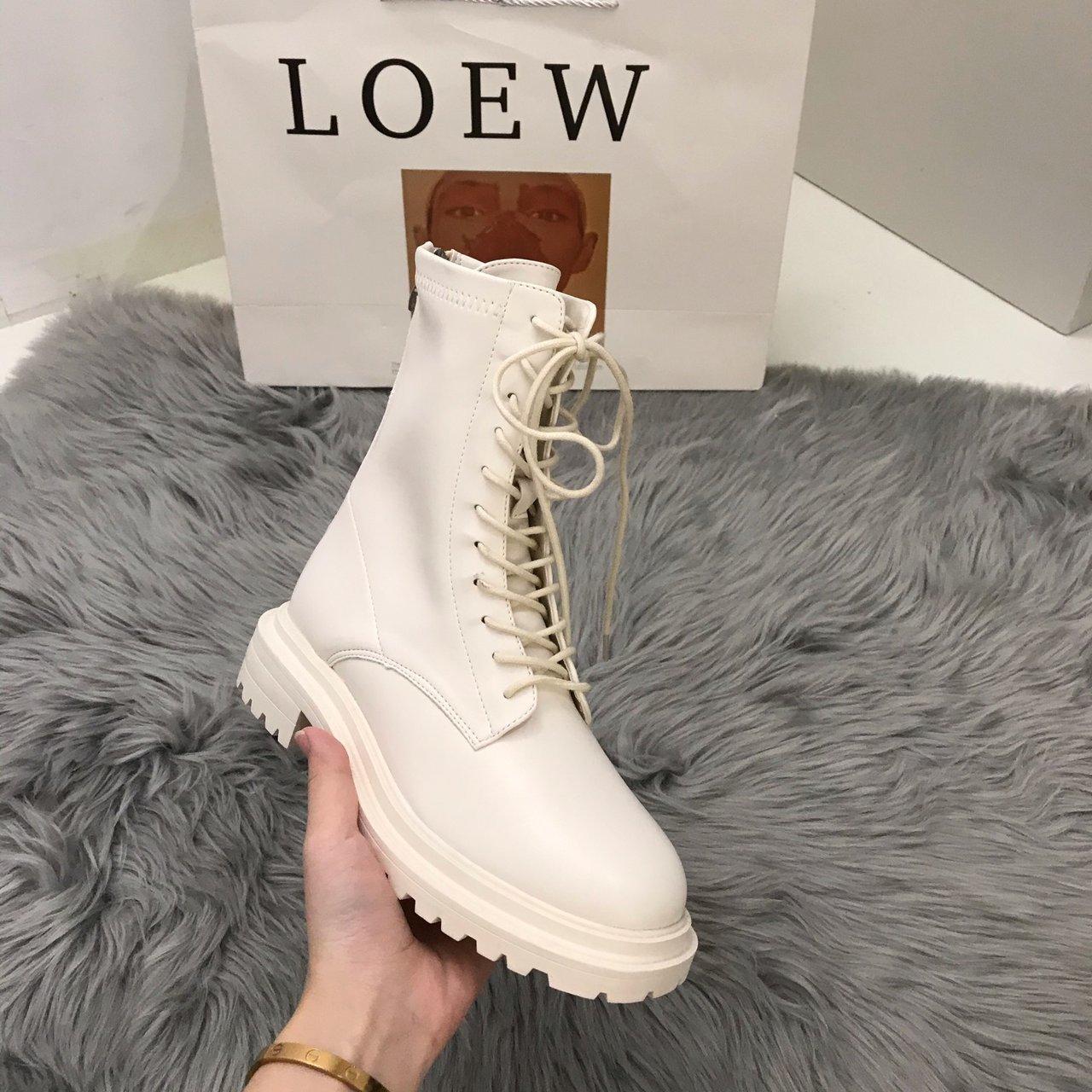 

201Women S Chunky Low Heels Boots Lace Up Back Zipper 2022 Autumn Trend Design For Females Black White Classic Motorcycle Boots