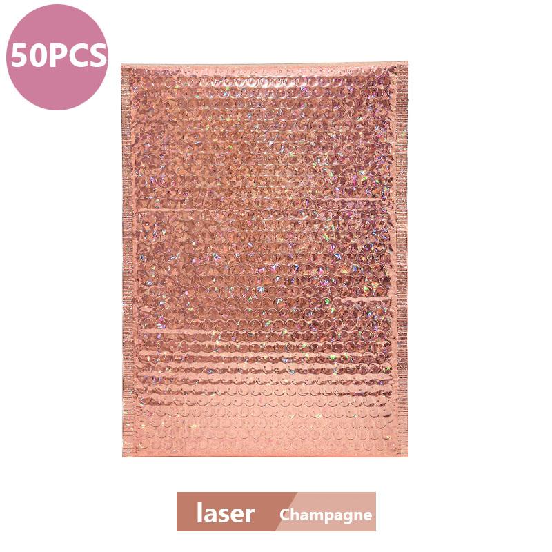 50Pcs Holographic Mailer Laser Pink Mailing Envelope Waterproof Courier Bag Padded Bubble Envelopes Packaging Bag for Shipping