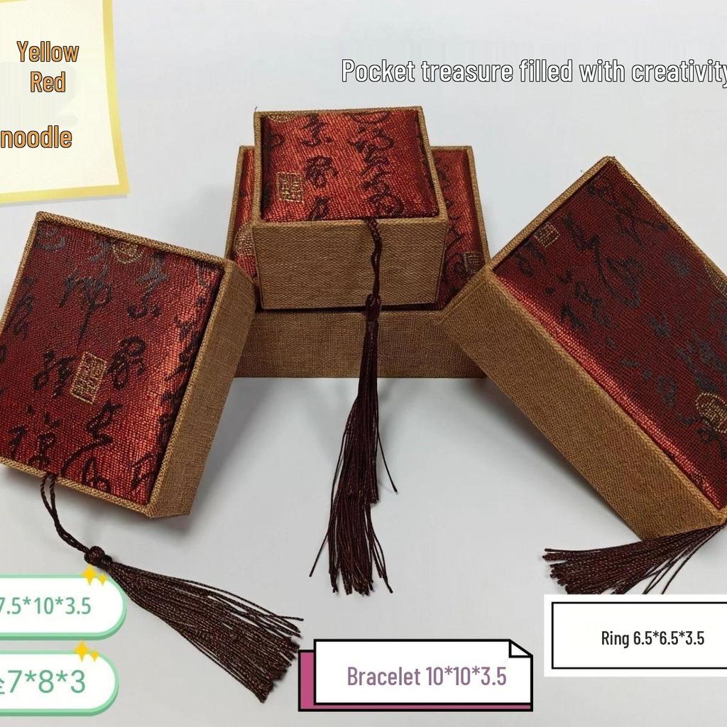 Vintage Red & Blue Tassel Jewelry Box for Rings, Necklaces, Bracelets & Keepsakes