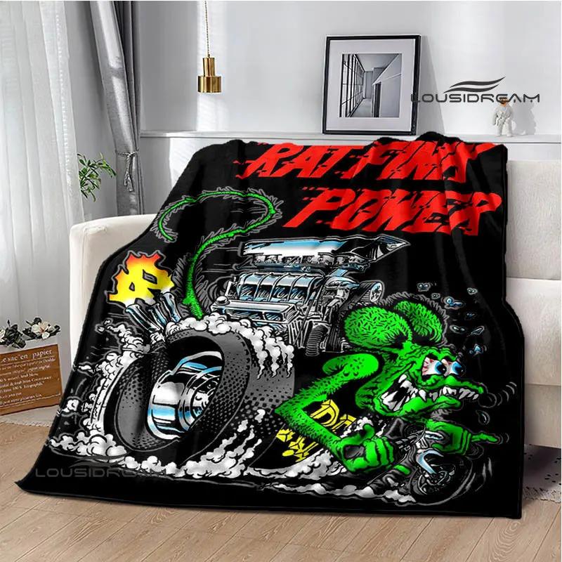 Tales of the Rat Fink Anime Blanket Picnic Blanket Flannel Soft and Comfortable Home Travel Blanket Birthday Gift Bed Blanket