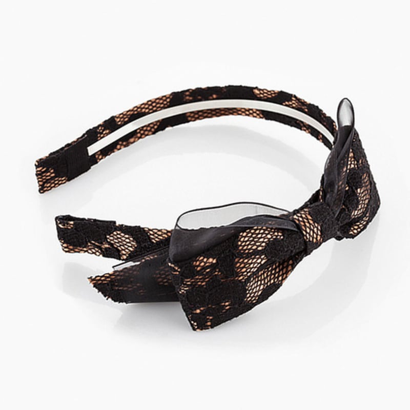 RACOHA Sabrina black ribonn hairband (Sabrina black mesh mix hairband)