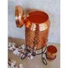 Copper Water Pot with Tap, Glass, and Stand, Diamond Hammered Design, Pure Copper for Storage and Serving Water, Ayurveda Benefits, 5 Liters