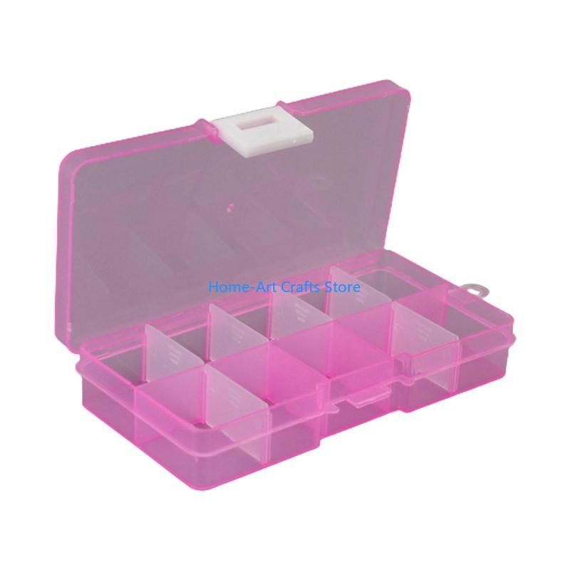 Y3NA Clear Plastic Storage Box 10 Compartment with Sealing Lid Container for Case for Small Jewelry Ring for Pill Multicolor