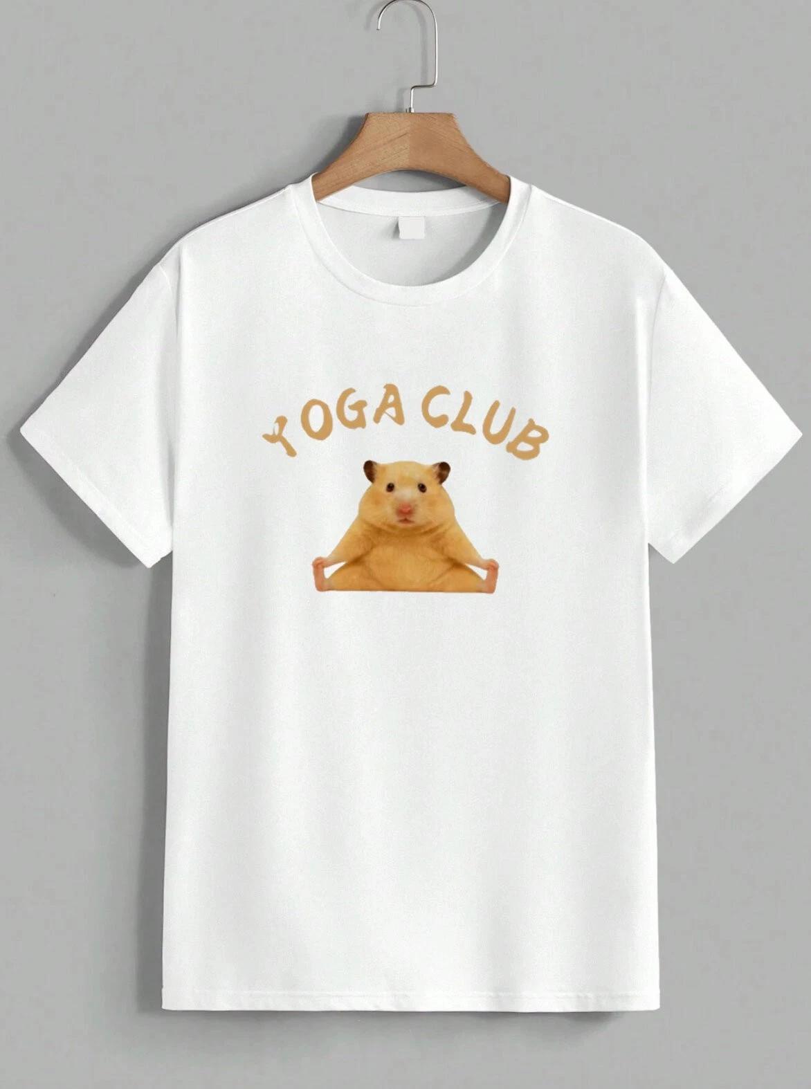 Funny Hamster Yoga Club T-Shirt Cute Work Out Animal Graphic Humor Tee Unisex L