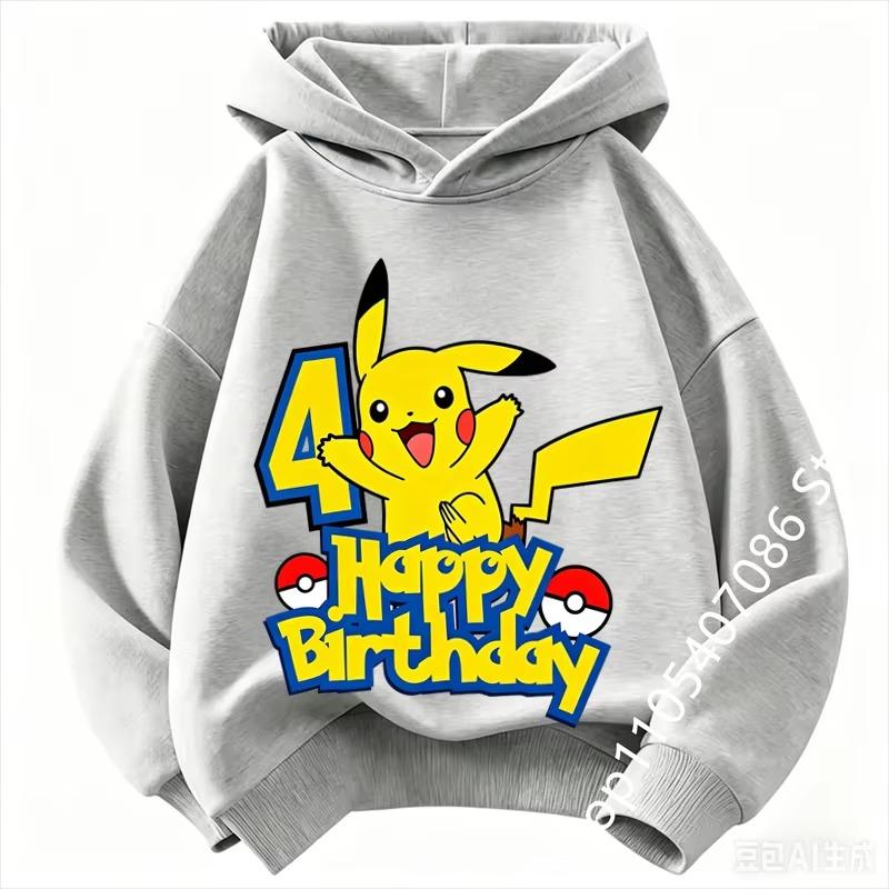 Children Birthday Clothes Number hoodie Boy Girl hoodie Cute Cartoon Summer Toddler Kids Tops