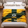 Green Bay Packers Bedruckte Flanelldecke Benutzerdefinierter Name Text Weiche Warme Decke für Schlafzimmer Feiertagsgeschenk