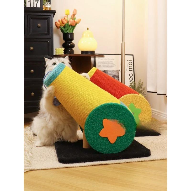 New Cannon Cat Scratch Board Sisal Cat Scratch Column Can'T Catch Crumbs Pet  Climbing Frame Teases  Stick Toys.