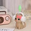 3D Printed Cat Figurine With Headphones & Plumbob Decor-Cute Geometric Kitten Statue,Home Desk Decor,Kawaii Room Accents Gift