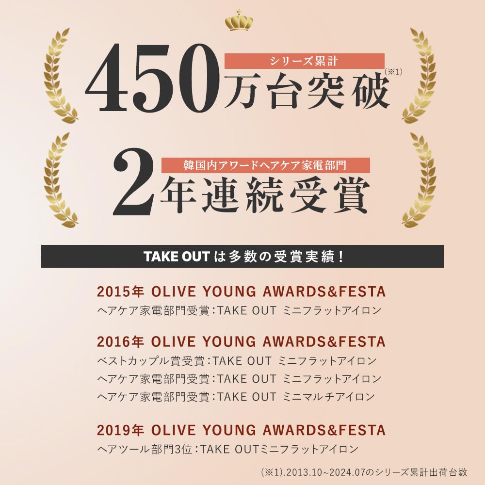 TAKEOUT Flat Quads Hair 3 Temperature USB Mini Iron [Official Exclusive] 4.5 Iron, Korean-made, Cordless, Portable, Oriyan, Settings, Small, Type-C