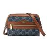 Borsa a tracolla GG in denim, Denim jacquard blu con finiture in pelle marrone, Hardware doppio G dorato, Borsa da viaggio quotidiana per donna, Borsa per fotocamera 517350-2KQGG-8375
