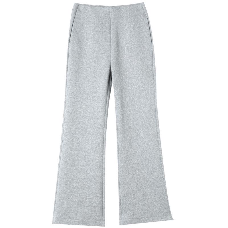 Pantalon gris taille haute petite micro-évasé – Cache-hanches, amincissant, sportif et court pour femmes en automne