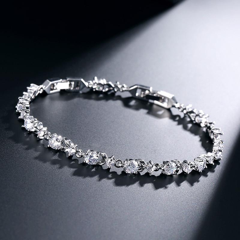 ZAKOL Crystal Leaf Bracelet Rose Gold Color Zircon Women Jewelry