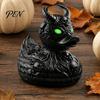 Stilvolle Geschenke für Goth-Liebhaber Gothic Teufel Schädel Ente Ornament, Mattschwarze Harzfigurine, Ausgefallene Innendekoration Akzente Horror Grüne Augen Dekor