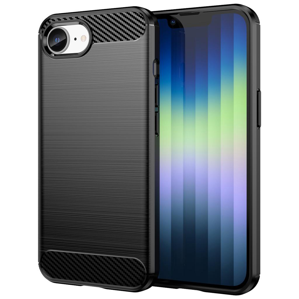 For iPhone 16e Case Carbon Fiber Texture Flexible TPU Brushed Phone Cover