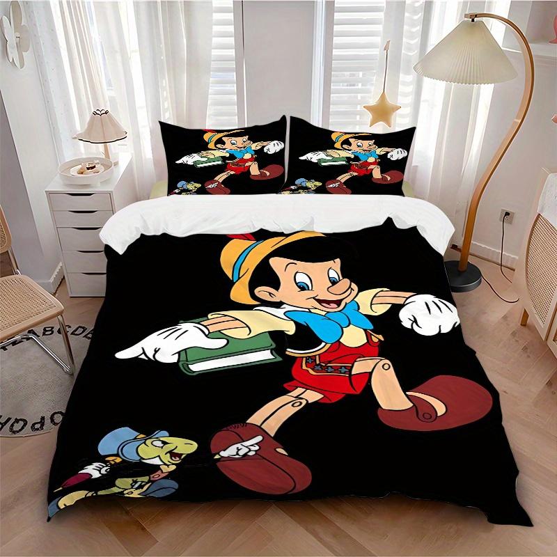 3pcs Pinocchio & Jiminy Cricket Cartoon Quilt Cover Set - Soft and Cozy Bedroom, Guest Room and Dorm Decorative Bedding 3-Piece Set 1 Quilt Cover