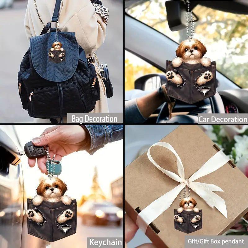 Cartoon Dog Cute Acrylic Hanging Car Decor For Unique Vehicle Charm Interior