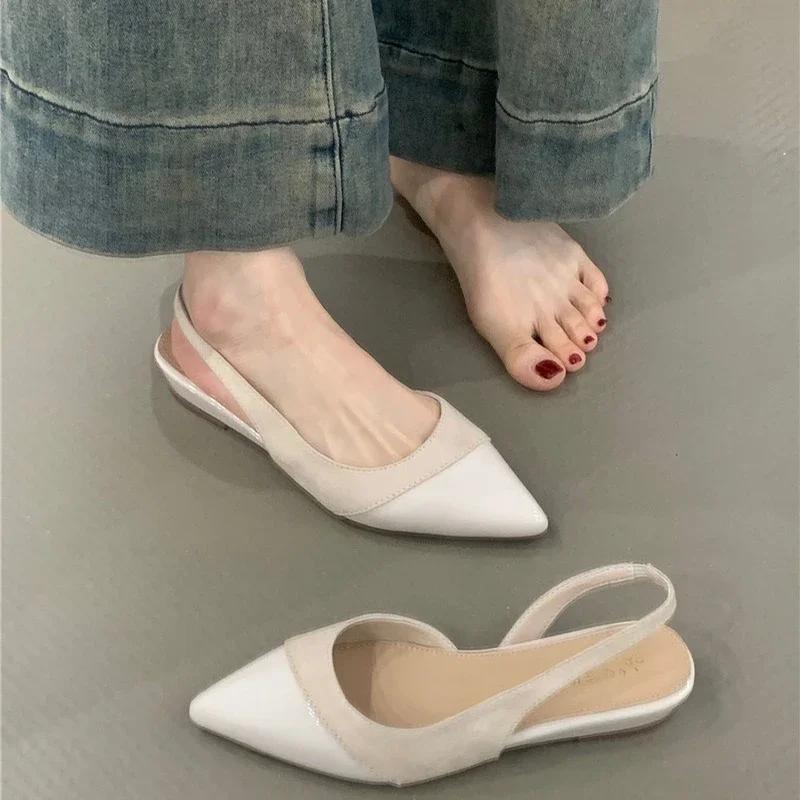 2025Summer Pointed Toe Women's Flats Sandals Fashion Shallow Slip On Singbacks Mules Party Dress Shoes for Ladies