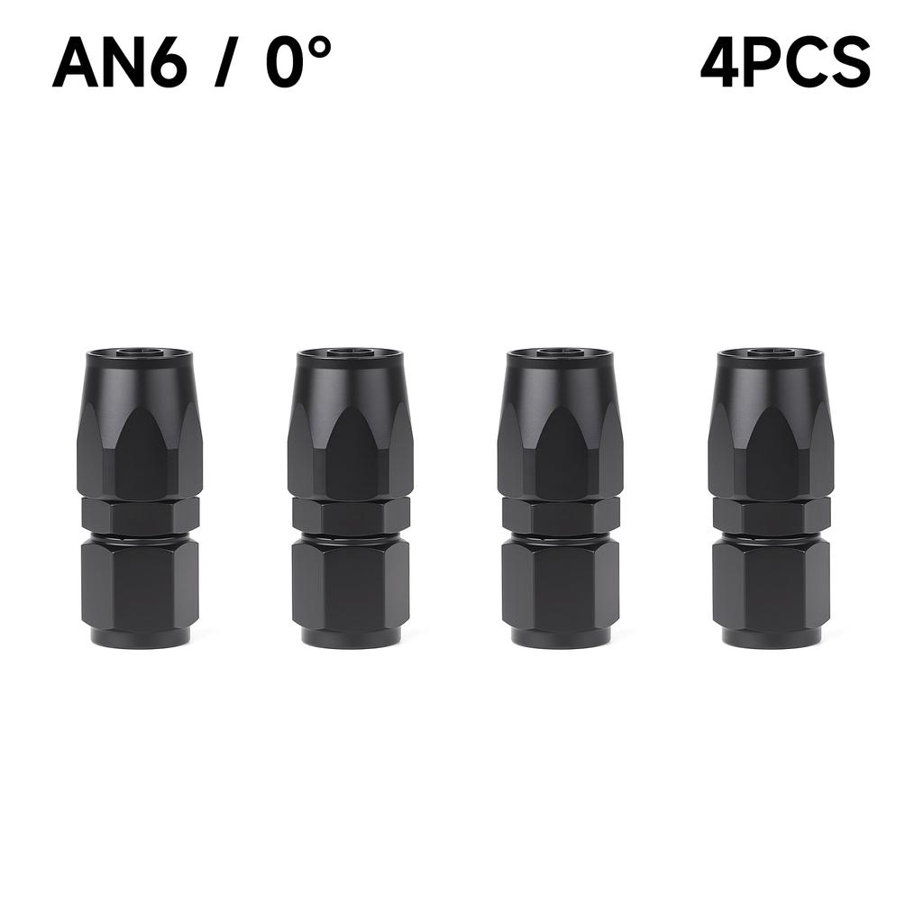Black 4 PCS Hose End Fitting Swivel Adapter 0 45 90 180 Degree AN4 AN6 AN8 AN10 Aluminium Alloy Hose End Fitting Swivel Adapter