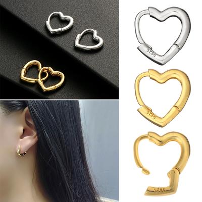 Fashion Small Gift Hoop Earrings Hypoallergenic S925 Studs Heart Shaped