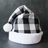 Carnival Cosplay Santa Hat with Lattice Pattern Adult Warm Velvet Christmas Hat for Women Men Teenagers Presents