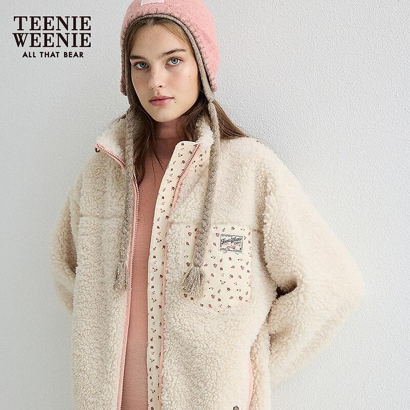 Teenie Weenie Women's Floral Corduroy Patchwork Faux Lamb Wool Sweatshirt