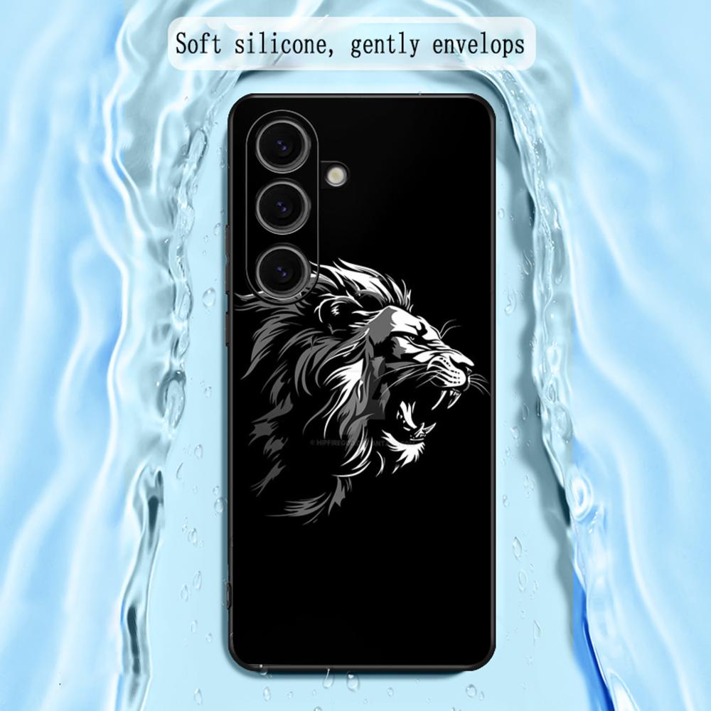 Coole Königslöwen-Mode-Muster-Design Handyhülle Für Samsung Galaxy S25 S24 S23 S22 S21 S20 Plus Ultra Note20 Weich Schwarz